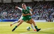 3 June 2025; Emily Murphy of Republic of Ireland in action against Sara Agrež of Slovenia during the UEFA Women's Nations League, League B match between Republic of Ireland and Slovenia at Páirc Uí Chaoimh in Cork. Photo by Stephen McCarthy/Sportsfile
