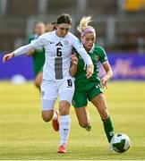 3 June 2025; Kaja Korošec of Slovenia and Denise O'Sullivan of Republic of Ireland compete for possession during the UEFA Women's Nations League, League B match between Republic of Ireland and Slovenia at Páirc Uí Chaoimh in Cork. Photo by David Fitzgerald/Sportsfile
