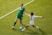 3 June 2025; Anna Patten of Republic of Ireland in action against Sara Makovec of Slovenia during the UEFA Women's Nations League, League B match between Republic of Ireland and Slovenia at Páirc Uí Chaoimh in Cork. Photo by Shauna Clinton/Sportsfile
