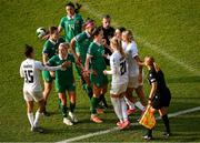 3 June 2025; Players from both sides tussle during the UEFA Women's Nations League, League B match between Republic of Ireland and Slovenia at Páirc Uí Chaoimh in Cork. Photo by Shauna Clinton/Sportsfile