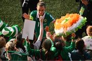 3 June 2025; Republic of Ireland captain Katie McCabe with supporters after the UEFA Women's Nations League, League B match between Republic of Ireland and Slovenia at Páirc Uí Chaoimh in Cork. Photo by Shauna Clinton/Sportsfile