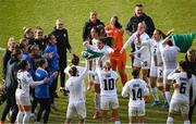 3 June 2025; The Slovenia team celebrate after the UEFA Women's Nations League, League B match between Republic of Ireland and Slovenia at Páirc Uí Chaoimh in Cork. Photo by Shauna Clinton/Sportsfile
