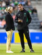 3 June 2025; Republic of Ireland performance analyst Jackson Huxley and head coach Carla Ward before the UEFA Women's Nations League, League B match between Republic of Ireland and Slovenia at Páirc Uí Chaoimh in Cork. Photo by Stephen McCarthy/Sportsfile