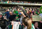 3 June 2025; A young Republic of Ireland supporter received Katie McCabe's boots after the UEFA Women's Nations League, League B match between Republic of Ireland and Slovenia at Páirc Uí Chaoimh in Cork. Photo by Stephen McCarthy/Sportsfile