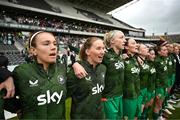 3 June 2025; Republic of Ireland players, from left, Grace Moloney  before the UEFA Women's Nations League, League B match between Republic of Ireland and Slovenia at Páirc Uí Chaoimh in Cork. Photo by Stephen McCarthy/Sportsfile
