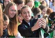 3 June 2025; Megan Connolly of Republic of Ireland with supporters after the UEFA Women's Nations League, League B match between Republic of Ireland and Slovenia at Páirc Uí Chaoimh in Cork. Photo by Stephen McCarthy/Sportsfile