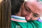 3 June 2025; Louise Quinn and Megan Campbell of Republic of Ireland after the UEFA Women's Nations League, League B match between Republic of Ireland and Slovenia at Páirc Uí Chaoimh in Cork. Photo by Stephen McCarthy/Sportsfile