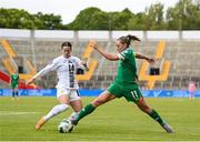 3 June 2025; Katie McCabe of Republic of Ireland in action against Špela Kolbl of Slovenia during the UEFA Women's Nations League, League B match between Republic of Ireland and Slovenia at Páirc Uí Chaoimh in Cork. Photo by Stephen McCarthy/Sportsfile
