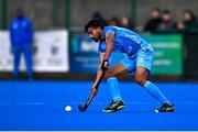 3 June 2025; Abhishek of India during the Men's International Hockey match between Ireland and India at Pembroke Wanderers Hockey Club in Dublin. Photo by Tyler Miller/Sportsfile