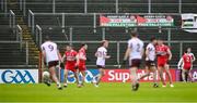1 June 2025; Free Palestine banners during the GAA Football All-Ireland Senior Championship Round 2 match between Derry and Galway at Celtic Park in Derry. Photo by Piaras Ó Mídheach/Sportsfile