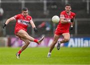 1 June 2025; Ciarán McFaul of Derry during the GAA Football All-Ireland Senior Championship Round 2 match between Derry and Galway at Celtic Park in Derry. Photo by Piaras Ó Mídheach/Sportsfile