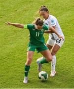 3 June 2025; Katie McCabe of Republic of Ireland in action against Maja Sternad of Slovenia during the UEFA Women's Nations League, League B match between Republic of Ireland and Slovenia at Páirc Uí Chaoimh in Cork. Photo by Shauna Clinton/Sportsfile