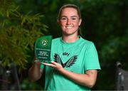4 June 2025; Republic of Ireland's Jessie Stapleton with the 35th FAI International Awards Young Women's International Player of the Year award at the The River Lee Hotel in Cork. Photo by Stephen McCarthy/Sportsfile