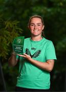 4 June 2025; Republic of Ireland's Jessie Stapleton with the 35th FAI International Awards Young Women's International Player of the Year award at the The River Lee Hotel in Cork. Photo by Stephen McCarthy/Sportsfile