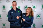 28 May 2025; Athletes and guests gather at a special team dinner hosted by the Olympic Federation of Ireland during the Winter Olympic Team Camp in Dublin. The evening was attended by Alpine Skiers Cormac Comerford, left, and Elle Murphy at The Old Spot in Dublin, celebrating the journey to Milano Cortina 2026. Photo by Shauna Clinton/Sportsfile