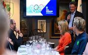 28 May 2025; Athletes and guests gather at a special team dinner hosted by the Olympic Federation of Ireland during the Winter Olympic Team Camp in Dublin. The evening was attended by Olympic Federation of Ireland CEO Peter Sherrard at The Old Spot in Dublin, celebrating the journey to Milano Cortina 2026. Photo by Shauna Clinton/Sportsfile