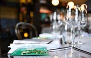 28 May 2025; A general view of a special team dinner hosted by the Olympic Federation of Ireland at The Old Spot in Dublin, celebrating the journey to Milano Cortina 2026 during the Winter Olympic Team Camp event. Photo by Shauna Clinton/Sportsfile
