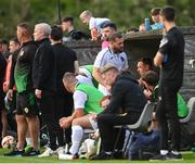 30 May 2025; Conor McGregor of Blackforge FC after being substituted during the AUL Challenge Cup Final match between Blackforge FC and Roc Celtic FC at the AUl Complex in Clonshaugh, Dublin. Photo by Tom Beary/Sportsfile