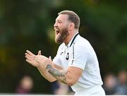 30 May 2025; Conor McGregor of Blackforge FC celebrates his side’s first goal scored by teammate Jake Kelly (not pictured) during the AUL Challenge Cup Final match between Blackforge FC and Roc Celtic FC at the AUl Complex in Clonshaugh, Dublin. Photo by Tom Beary/Sportsfile