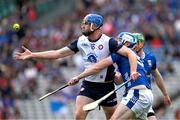 31 May 2025; Johnny Glynn of New York in action against Enda Shalvey of Cavan during the Lory Meagher Cup final match between Cavan and New York at Croke Park in Dublin. Photo by Stephen Marken/Sportsfile