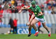 31 May 2025; Enda Egan of London in action against Christy McNaughton of Derry during the Christy Ring Cup final match between Derry and London at Croke Park in Dublin. Photo by Stephen Marken/Sportsfile