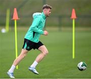 5 June 2025; Nathan Collins during a Republic of Ireland training session at the FAI National Training Centre in Abbotstown, Dublin. Photo by Stephen McCarthy/Sportsfile