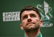 5 June 2025; Republic of Ireland international Robbie Brady before the Sports Direct Men’s FAI Cup second round draw at the Conference Centre on the Sport Ireland National Sport Campus in Abbotstown, Dublin. Photo by Seb Daly/Sportsfile