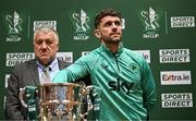 5 June 2025; Republic of Ireland international Robbie Brady, right, and FAI President Paul Cooke during the Sports Direct Men’s FAI Cup second round draw at the Conference Centre on the Sport Ireland National Sport Campus in Abbotstown, Dublin. Photo by Seb Daly/Sportsfile