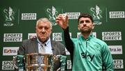 5 June 2025; Republic of Ireland international Robbie Brady, right, draws out Wexford FC, watched by FAI President Paul Cooke, during the Sports Direct Men’s FAI Cup second round draw at the Conference Centre on the Sport Ireland National Sport Campus in Abbotstown, Dublin. Photo by Seb Daly/Sportsfile
