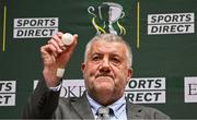 5 June 2025; FAI President Paul Cooke draws out Wexford FC during the Sports Direct Women’s FAI Cup first round draw at the Conference Centre on the Sport Ireland National Sport Campus in Abbotstown, Dublin Photo by Seb Daly/Sportsfile