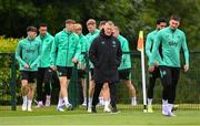 5 June 2025; Head coach Heimir Hallgrimsson and players arrive a Republic of Ireland training session at the FAI National Training Centre in Abbotstown, Dublin. Photo by Stephen McCarthy/Sportsfile
