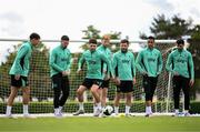 5 June 2025; Robbie Brady, with team-mates, from left, Kasey McAteer, Matt Doherty, Liam Scales, Ryan Manning, Adam Idah and Troy Parrott during a Republic of Ireland training session at the FAI National Training Centre in Abbotstown, Dublin. Photo by Stephen McCarthy/Sportsfile