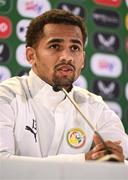 5 June 2025; Iliman Ndiaye speaks to the press during a Senegal media conference at the Aviva Stadium in Dublin. Photo by Ben McShane/Sportsfile