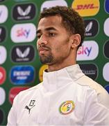 5 June 2025; Iliman Ndiaye speaks to the press during a Senegal media conference at the Aviva Stadium in Dublin. Photo by Ben McShane/Sportsfile
