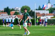 6 June 2025; Jacob Devaney of Republic of Ireland warms-up before the U21 international friendly match between Croatia and Republic of Ireland at Gradski Stadion in Zagreb, Croatia. Photo by Gerry Scully/Sportsfile