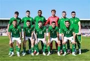 6 June 2025; The Republic of Ireland U21 team; back row, from left, Joe Gardner, Alex Murphy, David Okagbue, Aaron Maguire, Mark O'Mahony, Sean Grehan, Sam Curtis, Jacob Slater, Jamie Mullins, Adam Murphy, and Darius Lipsiuc; before the U21 international friendly match between Croatia and Republic of Ireland at Gradski Stadion in Zagreb, Croatia. Photo by Gerry Scully/Sportsfile
