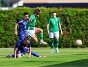 6 June 2025; Adam Murphy of Republic of Ireland in action against Bruno Durdov of Croatia during the U21 international friendly match between Croatia and Republic of Ireland at Gradski Stadion in Zagreb, Croatia. Photo by Gerry Scully/Sportsfile