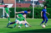 6 June 2025; Jacob Slater of Republic of Ireland is fouled by Teo Barisic of Croatia during the U21 international friendly match between Croatia and Republic of Ireland at Gradski Stadion in Zagreb, Croatia. Photo by Gerry Scully/Sportsfile
