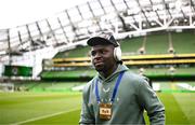 6 June 2025; Festy Ebosele of Republic of Ireland before the international friendly match between Republic of Ireland and Senegal at the Aviva Stadium in Dublin. Photo by Ben McShane/Sportsfile