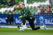 6 June 2025; Republic of Ireland goalkeeper Caoimhin Kelleher before the international friendly match between Republic of Ireland and Senegal at the Aviva Stadium in Dublin. Photo by Stephen McCarthy/Sportsfile