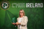 6 June 2025; Former Republic of Ireland footballer Olivia O'Toole with her Hall of Fame award during the 35th FAI International Awards at the Aviva Stadium in Dublin. Photo by David Fitzgerald/Sportsfile