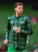 6 June 2025; Kasey McAteer of Republic of Ireland before the international friendly match between Republic of Ireland and Senegal at the Aviva Stadium in Dublin. Photo by Stephen McCarthy/Sportsfile