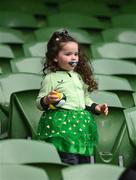 6 June 2025; Caoimhe Hyland, aged three, from Athy, Kildare, before the international friendly match between Republic of Ireland and Senegal at the Aviva Stadium in Dublin. Photo by David Fitzgerald/Sportsfile