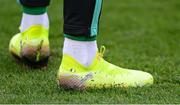 6 June 2025; A detailed view of the boots of Andrew Omobamidele of Republic of Ireland during the international friendly match between Republic of Ireland and Senegal at the Aviva Stadium in Dublin. Photo by Stephen McCarthy/Sportsfile