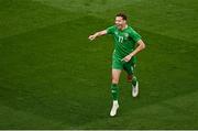 6 June 2025; Kasey McAteer of Republic of Ireland celebrates after scoring his side's first goal during the international friendly match between Republic of Ireland and Senegal at the Aviva Stadium in Dublin. Photo by Piaras Ó Mídheach/Sportsfile