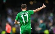 6 June 2025; Kasey McAteer of Republic of Ireland after scoring his side's first goal during the international friendly match between Republic of Ireland and Senegal at the Aviva Stadium in Dublin. Photo by Stephen McCarthy/Sportsfile