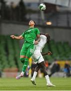 6 June 2025; Adam Idah of Republic of Ireland in action against Lamine Camara Mamadou of Senegal during the international friendly match between Republic of Ireland and Senegal at the Aviva Stadium in Dublin. Photo by David Fitzgerald/Sportsfile
