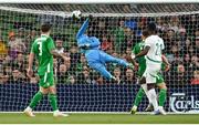 6 June 2025; Republic of Ireland goalkeeper Caoimhin Kelleher makes a save during the international friendly match between Republic of Ireland and Senegal at the Aviva Stadium in Dublin. Photo by David Fitzgerald/Sportsfile