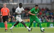 6 June 2025; Adam Idah of Republic of Ireland in action against Lamine Camara Mamadou of Senegal during the international friendly match between Republic of Ireland and Senegal at the Aviva Stadium in Dublin. Photo by Stephen McCarthy/Sportsfile