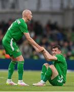 6 June 2025; Will Smallbone, left, and Jason Knight of Republic of Ireland during the international friendly match between Republic of Ireland and Senegal at the Aviva Stadium in Dublin. Photo by Stephen McCarthy/Sportsfile